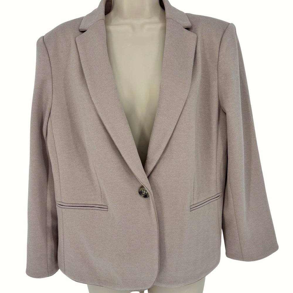 Ann Taylor Petite Mauve Pink Herringbone Single Button Blazer Jacket Sz 14P NEW - Picture 4 of 8